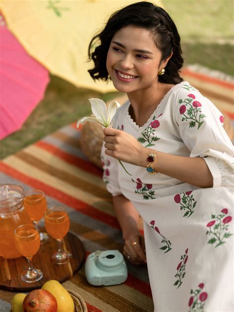 Buy Off white Printed Cotton Straight Kurta Set Online at Rs.1399 | Libas