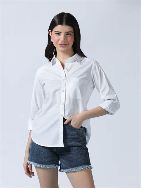 Women White Cotton Shirt – Tahvo India