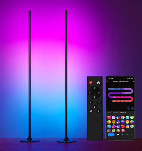 Lanmonlily Corner Floor Lamp 2-Pack, RGB Floor Lamp with Alexa, Smart ...
