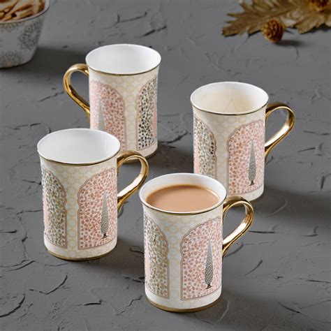 Buy Ebony Heritage Royale Anny Printed Mug - Set of 4 from Home Centre ...