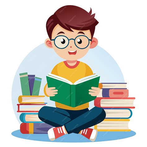 A boy is sitting on a pile of books with a boy reading a book | Premium ...