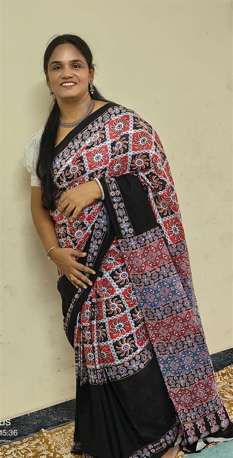 Black colour Block printed mul mul saree – Shreevari Collections