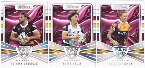 2025 TGI NRL TRADERS 3 CARD 'FAN FAVES' BRISBANE BRONCOS TEAM SET ...