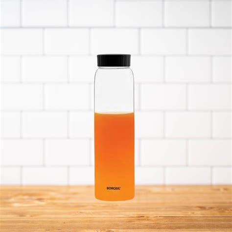 Borosil Crysto Glass Bottle with Black Lid | Transparent | 1 Pc – Rasoi ...