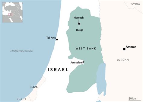 Location of the West Bank within the claimed territory of Palestine