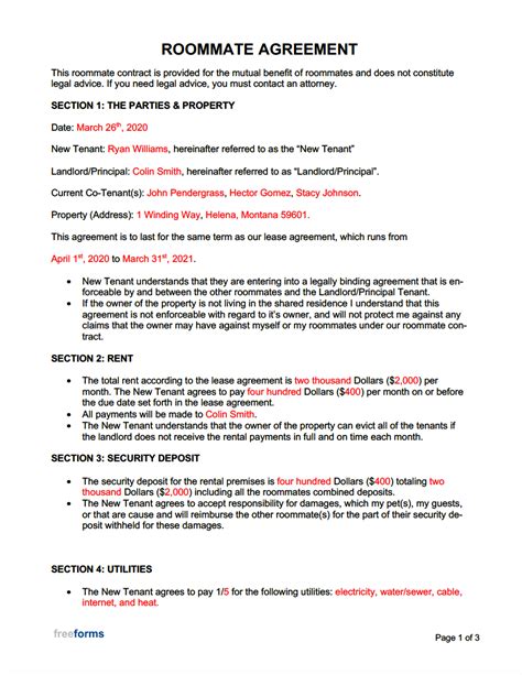 Free Roommate (Room Rental) Agreement Template | PDF | Word