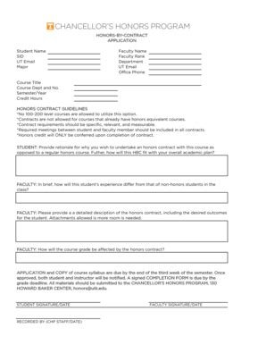 Fillable Online honors utk Honors By Contract Application Form - Honors ...