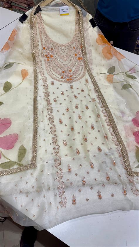 Glass Organza Unstitched Suit with Heavy Zardozi Hand Embroidery – R K ...