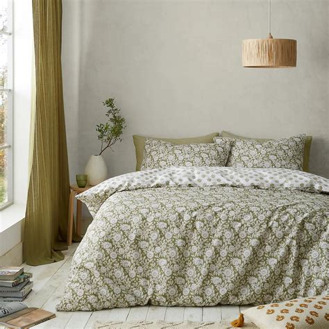 Pineapple Elephant Tangier Floral Olive Green Duvet Cover and ...