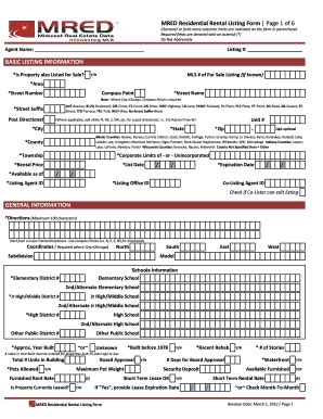 MRED Residential Rental Listing Form - Blank Fillable Template | Fill ...