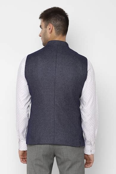 Buy Men Textured Navy Casual Nehru Jacket Online - 457075 | Allen Solly