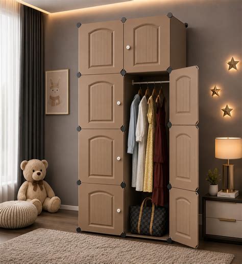 ELINDOR Plastic Wardrobe for Clothes Storage, 8-Door Portable ...