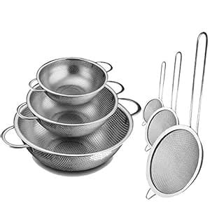 Buy Stainless Steel Mesh Strainer Colander Set with Handle - for ...