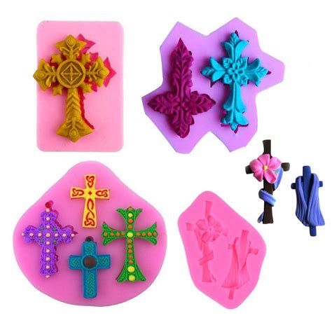 4PCS Cross Shape Cake Fondant Mold,Cake/Cupcake Decoration Supplies ...