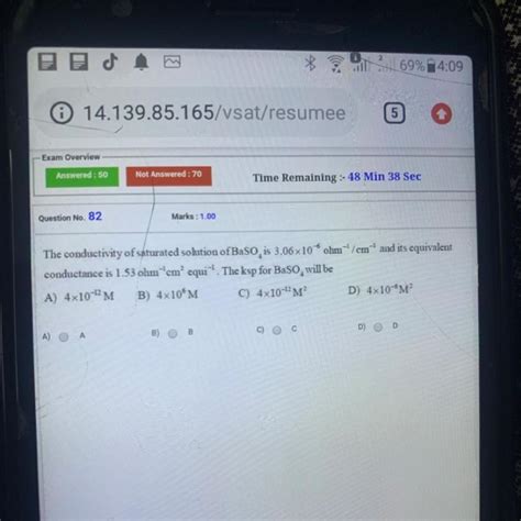 The conductivity of saturated solution of baso4 is 3,06 into 10 power ...