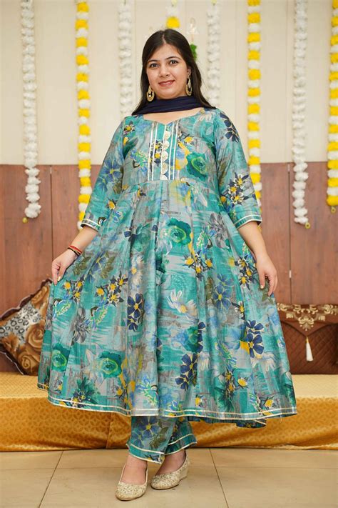 Buy Floral Anarkali Suit & Anarkali Suit With Dupatta - Apella
