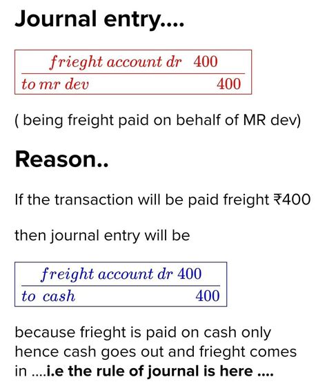 Paid freight ₹400 paid on behalf of Mr dev - Brainly.in