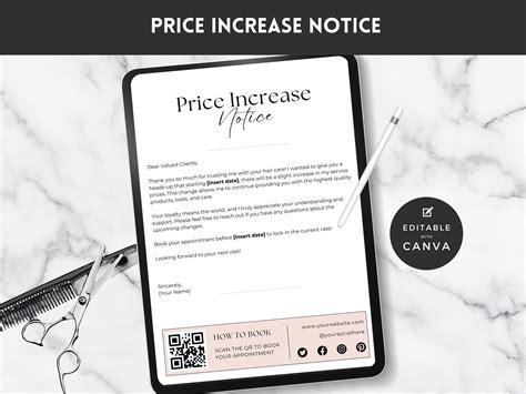 Customizable Price Increase Notice Template, Editable Canva Template ...