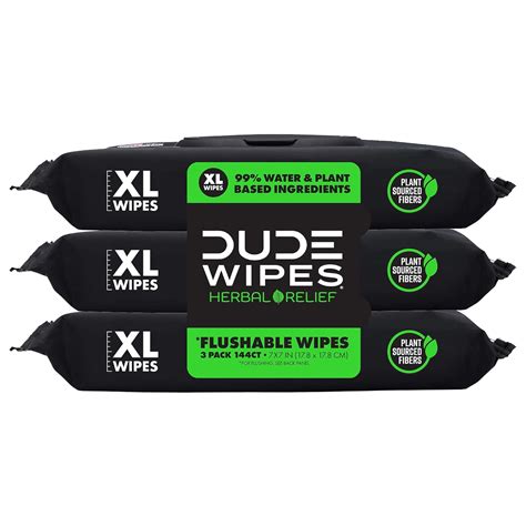Amazon.com: DUDE Wipes - Flushable Wipes - 3 Pack, 144 Count - Herbal ...