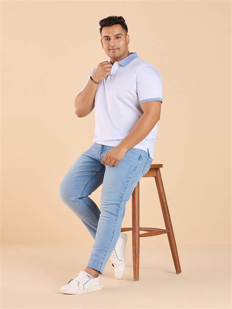Get Plus Size Plus Size Premium Ditsy Geo Printed Stretch Polo T-Shirt ...