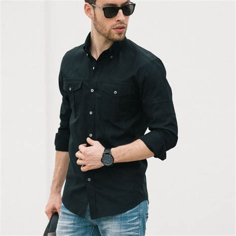 Editor Two Pocket Men's Utility Shirt In Jet Black Ways To Wear With ...