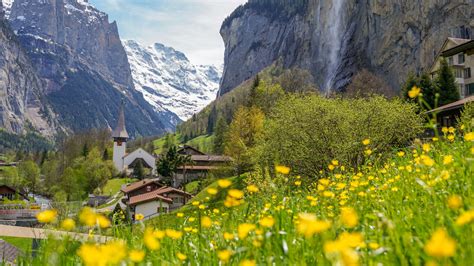 Download wallpaper 3840x2160 buildings, houses, mountains, flowers ...