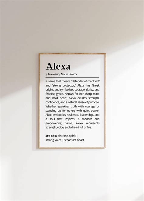 Alexa Name Definition Wall Art Personalized Name Meaning Gift for Her ...