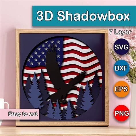 Eagle Shadow Box, American Flag Shadow Box, American Flag Layered Paper ...