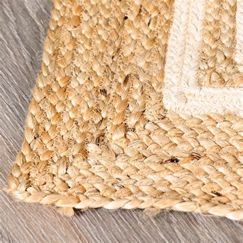 Rectangular Jute Rug with White Accents – Sashaaworld