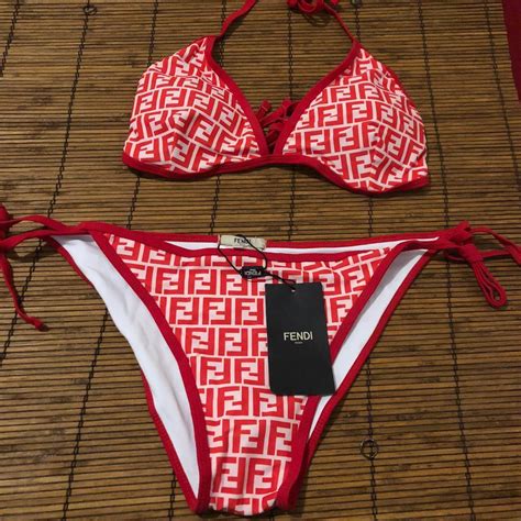 Double red & white Fendi bathing suit - Depop