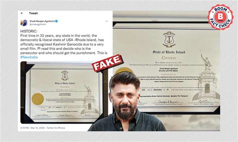 Vivek Agnihotri Falsely Claims Rhode Island Recognised The Kashmir ...