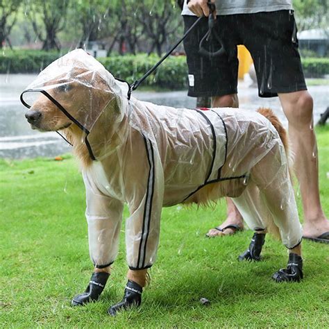 Walbest Pet Dog Raincoat Transparent Waterproof Hooded Dog Rain Out ...