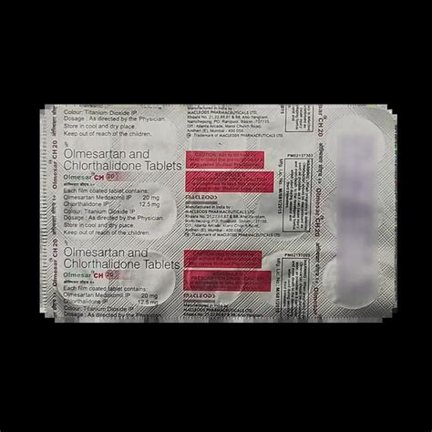 OLMESAR CH 20MG TABLET 15'S Price, Uses, Side Effects & Substitutes ...