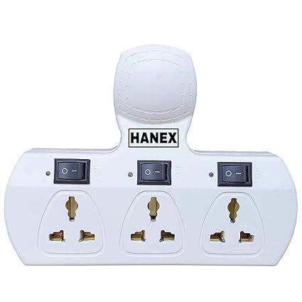 HANEX 3-Pin Socket Universal Plastic Multi-Plug 5 A with Individual ...