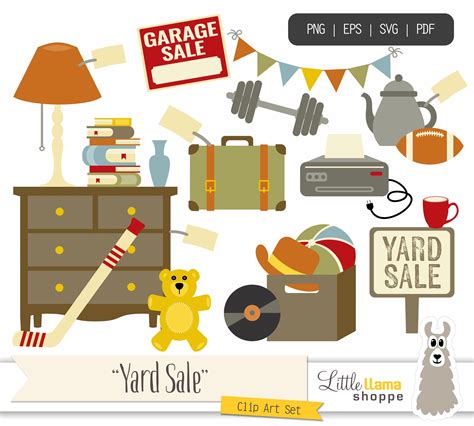Yard Sale Clipart Set, Garage Sale Graphics (png, Eps, Svg, Pdf) - Etsy