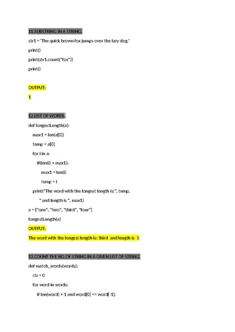 11-19 and 1-10 py - practice questions with answers - 11 IN A STRING ...