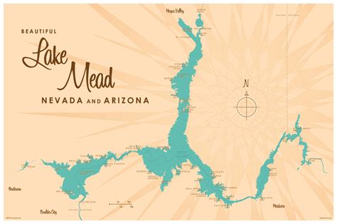 Lake Mead, AZ Lake Map Wall Mural - Murals Your Way