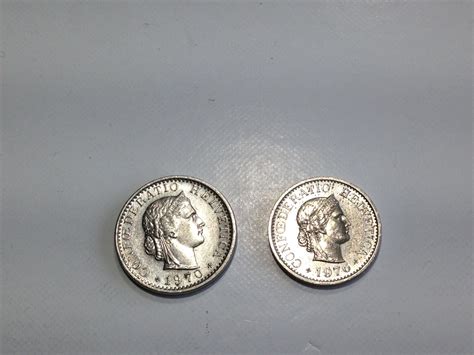 Confoederatio Helvetica Swiss Coins 20 & 10 Rappen 1970 & 1976 ...