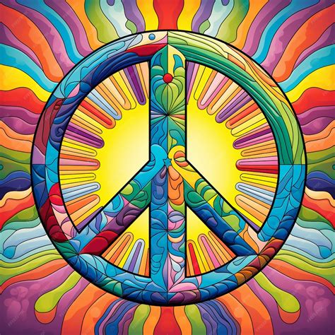 Premium Photo | A brightly colored peace sign with a psychedelic swirl ...