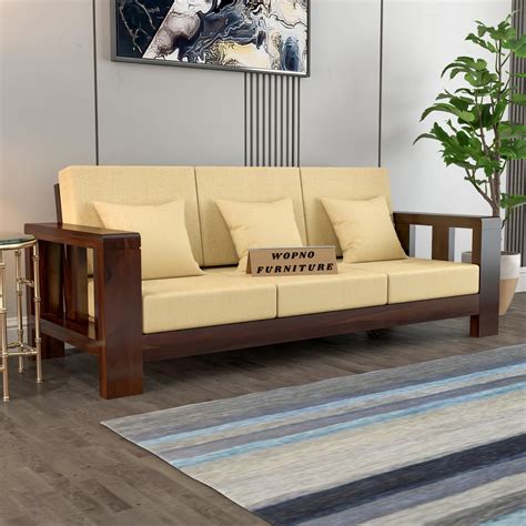 Mojave Decor Feltro Wooden 4 Seater L Shape Sofa Set For Living Room ...