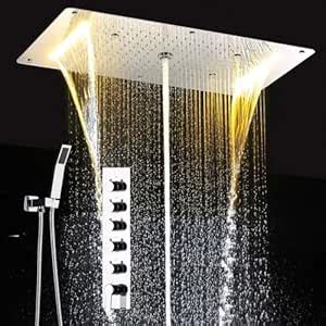 5-Function LED Rain Shower Panel with Ceiling Mount: Luxury Bathroom ...