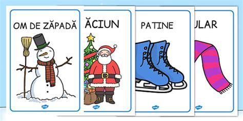 Iarna, Poster imprimabil, urs polar, patinaj, Mos Craciun, Romanian