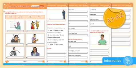 ESL Curriculum Level 5, Lesson 5 Interactive Worksheet