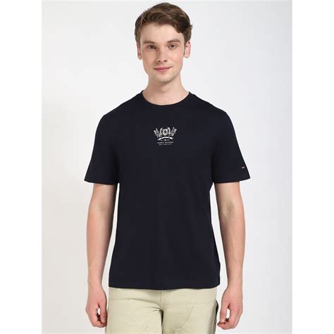 Buy Tommy Hilfiger Men Navy Blue Solid Casual T-Shirt Online