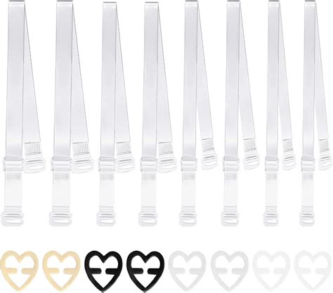 GWAWG 8 Pairs Clear Bra Straps,8 PCS Bra Strap Clips,Bra Straps Holder ...