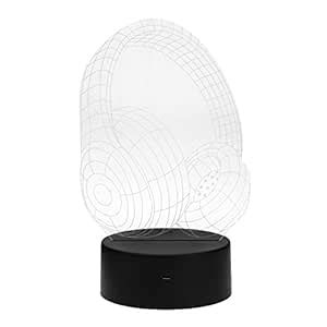 Prosperveil Acrylic Board Earphone Pattern USB LED Night Lamp Flash 3D ...