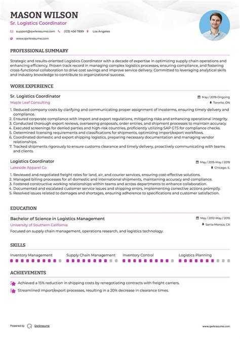 10+ Logistics Coordinator Resume Samples & Templates for 2025