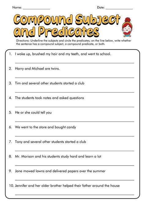 Image result for Compound Predicate Worksheet.pdf