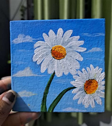 mini canvas painting ideas.. in 2025 | Daisy painting, Canvas art ...