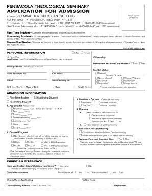 Fillable Online pts pcci pensacola theological seminary form Fax Email ...